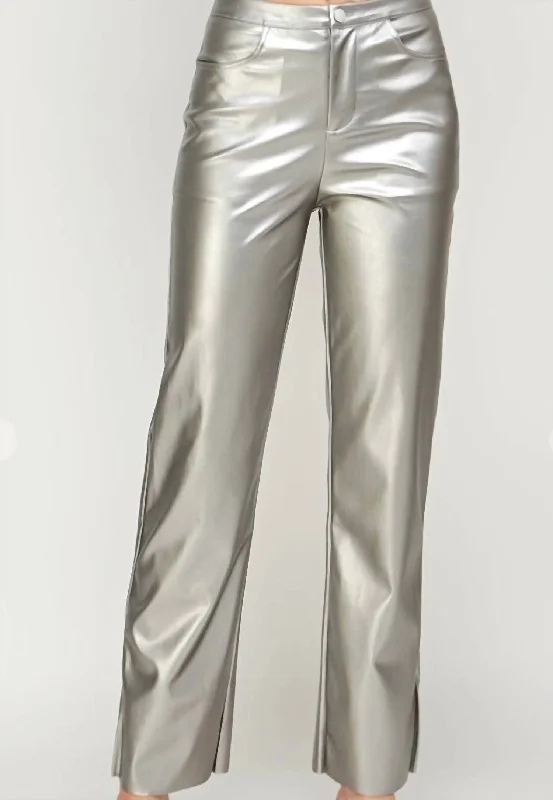 Buy More, Save More Shimmer Faux Leather Pants In Silver