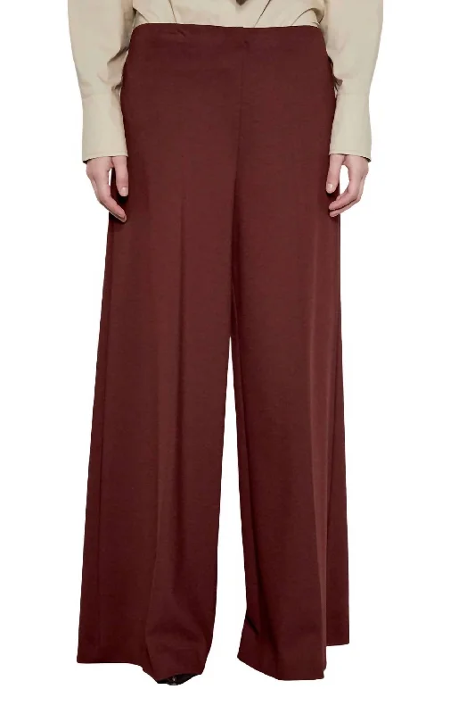 Style Revolution Pull On Wide Leg Pants In Wine