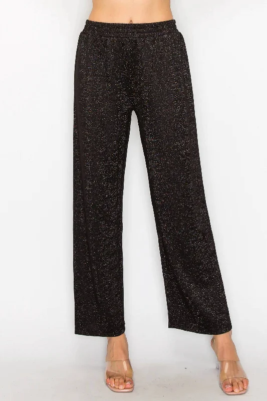 Bold Prints Casual Chic Kris Sparkling Stretch Knit Pant In Black