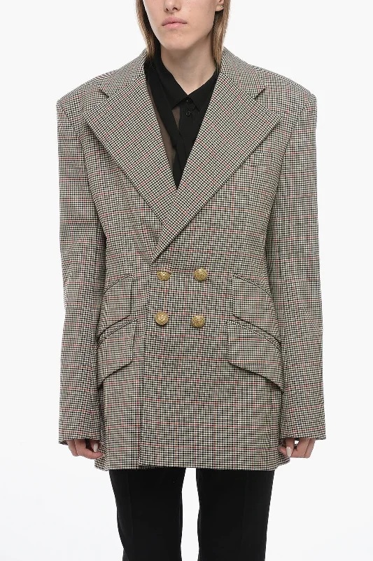 Cool Prices Balmain Multipocket Double-breasted Blazer with Check Pattern