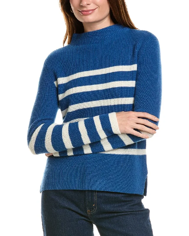 Timeless Elegance Redefined Forte Cashmere Stripe Funnel Neck Cashmere Sweater