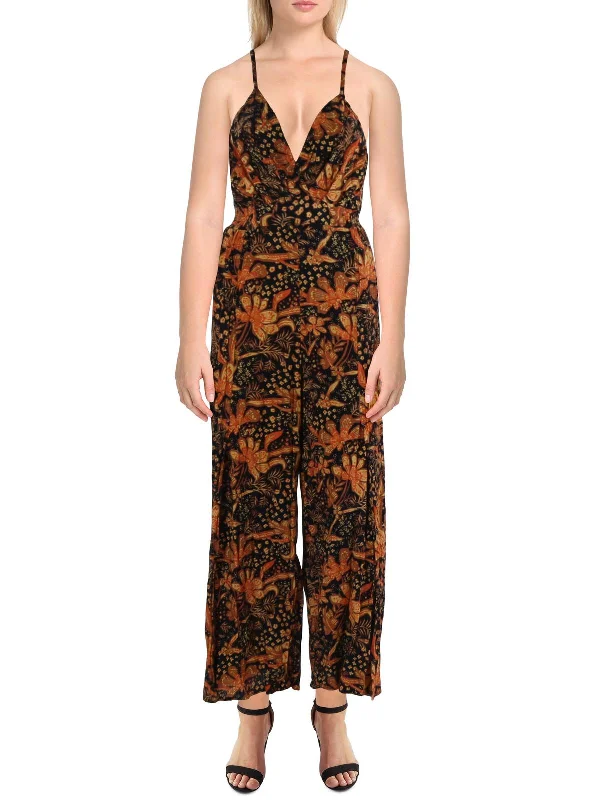 Relaxed Style Womens Printed Slit Jumpsuit