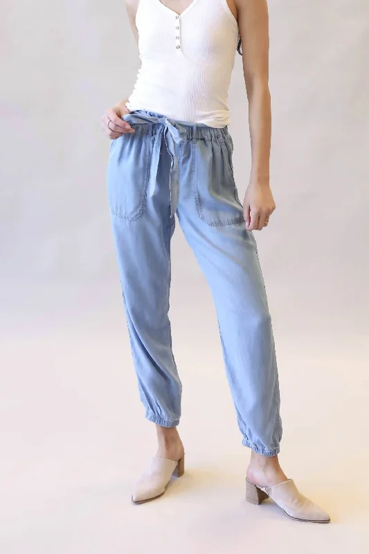 Stylish Savings Paperbag Waist Joggers In Blue