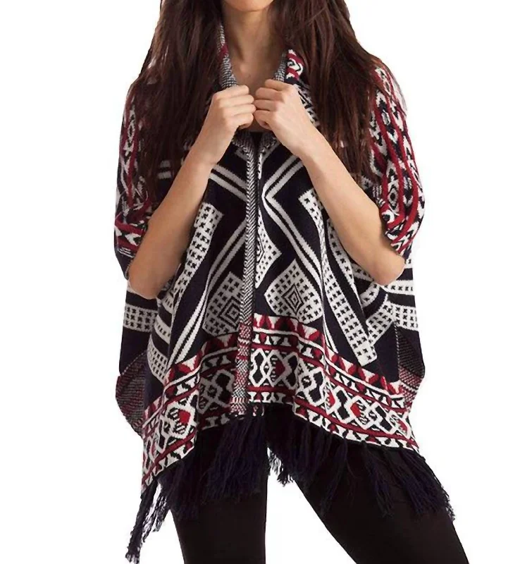 Unbeatable Prices Hannah Tassel Poncho In Black/red