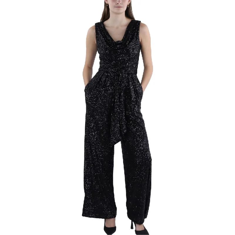 Best Seller Womens Sequin Cowl Neck Jumpsuit