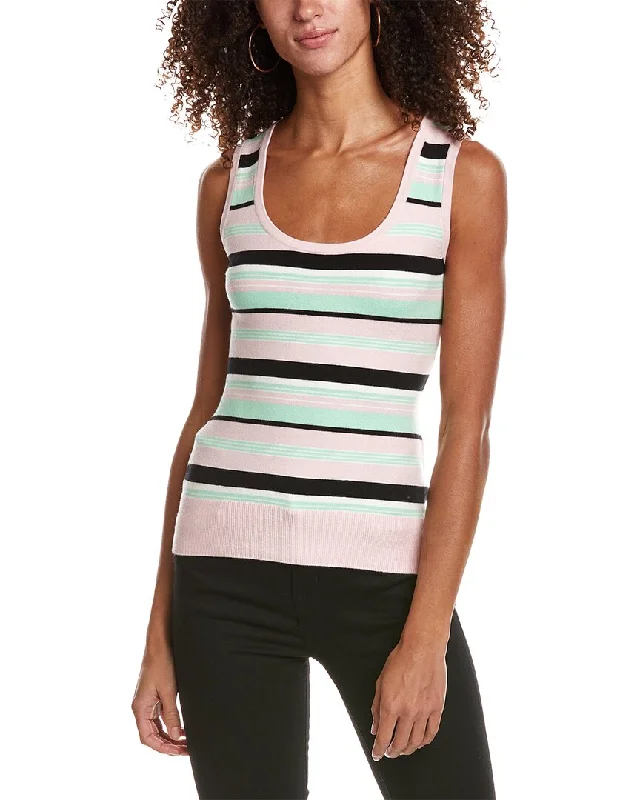 Fashion-Forward JoosTricot Striped Sleeveless Silk-Blend Sweater