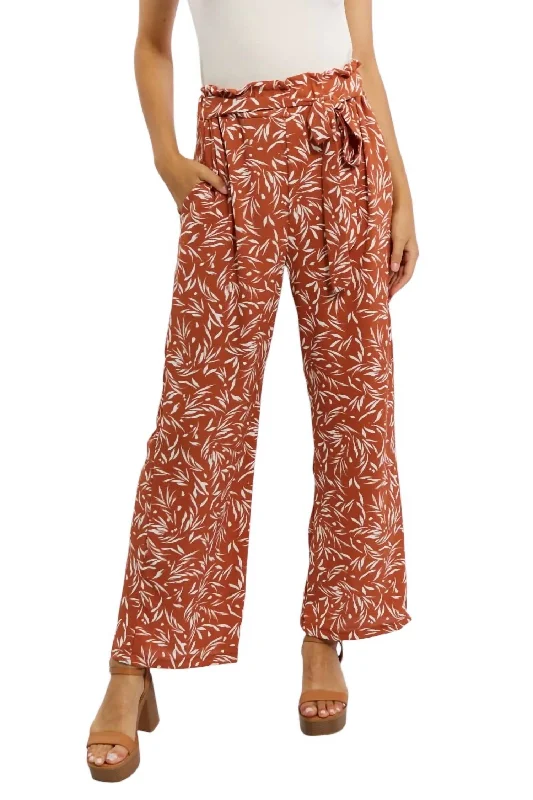 Odd Size Clearance Sale Right Angle Full Size Geometric Printed Pants In Orange-Red