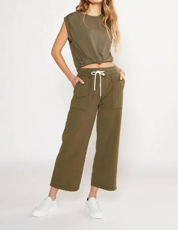 Elegant Clothing Vivian Wide Leg Terry Pant In Sea Turtle