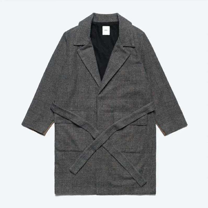 Refined Simplicity Robe Coat In Glen Plaid