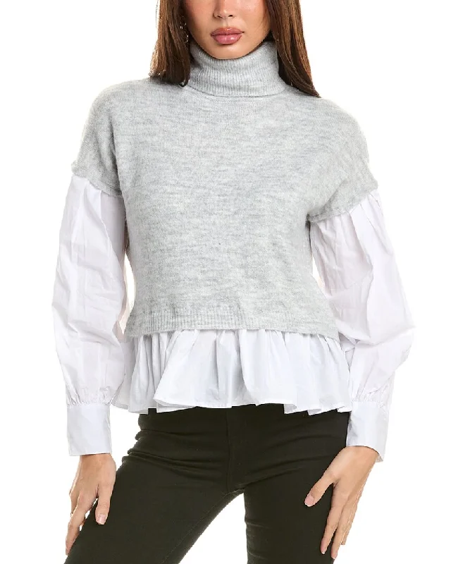 Catch Every Fashion Trend Maronie Twofer Wool-Blend Sweater