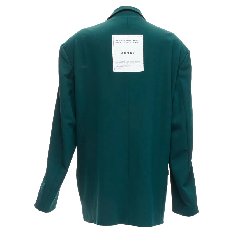 Effortless Sophistication Vetements forest logo patch back oversized double-breasted blazer