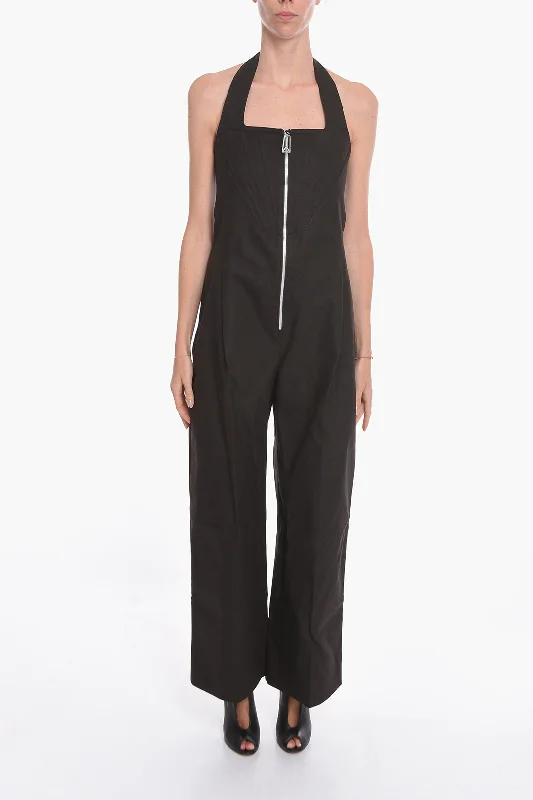 Spring Fling Sale Bottega Veneta SALON 01 Stretch-linen Halterneck Jumpsuit with Bodice