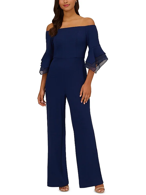 Comfort First Women's Wear Womens Crepe Off-The-Shoulder Jumpsuit