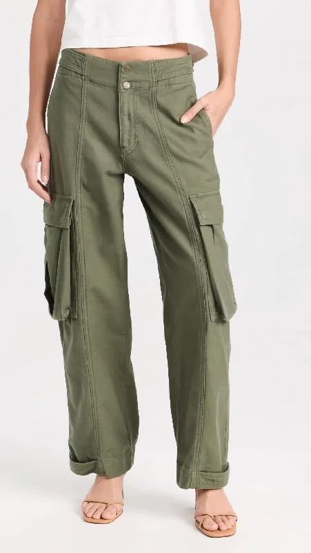 Holiday Glam Wide Leg Cargo Pants In Poblano