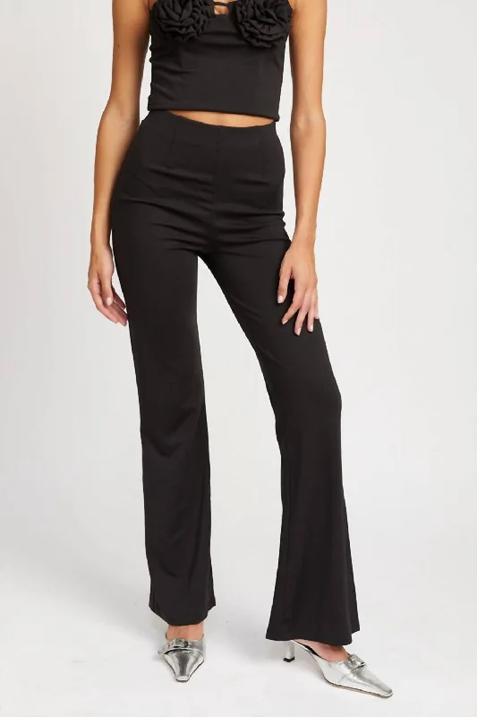 Alluring Design High Waist Flared Pants In Black