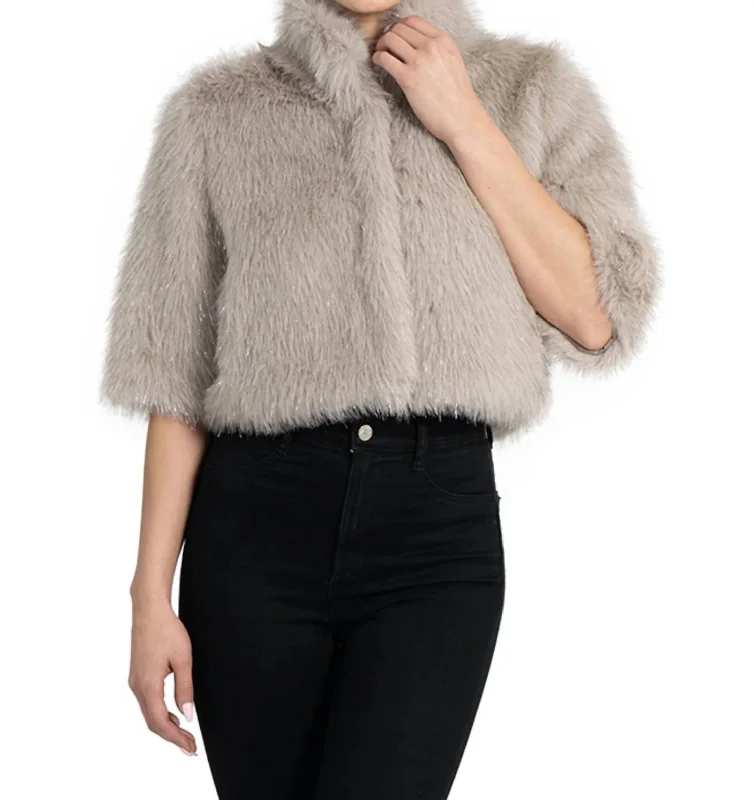 Contemporary Elegance Allison Faux Fur Shrug Jacket In Silver