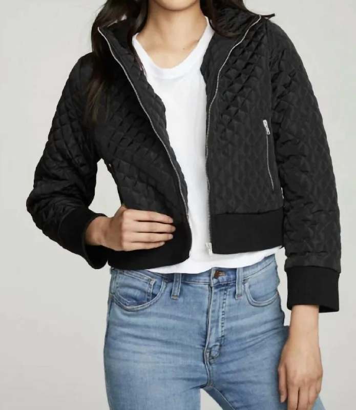 Latest Trends Cropped Hooded Jacket With Rib In True Black