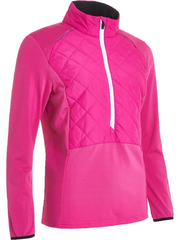 Disco - Inspired Retro Dance Look Women’S Troon Warm And Windproof Hybrid Half-Zip Jacket In Powerpink