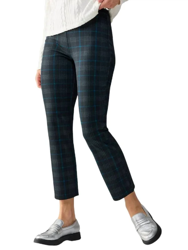 Modern Casual Clothing Carnaby Kick Crop Pants In Blue Moon Plaid