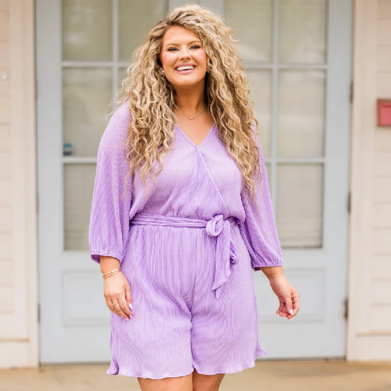 Trend Setting Threads Call It Like I See It Romper, Lavender