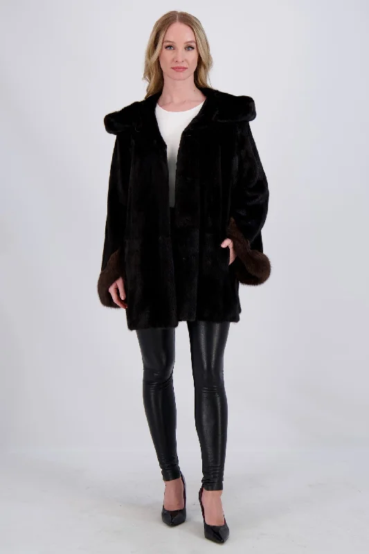 Quality Wear MINK PARKA WITH SABLE TRIM