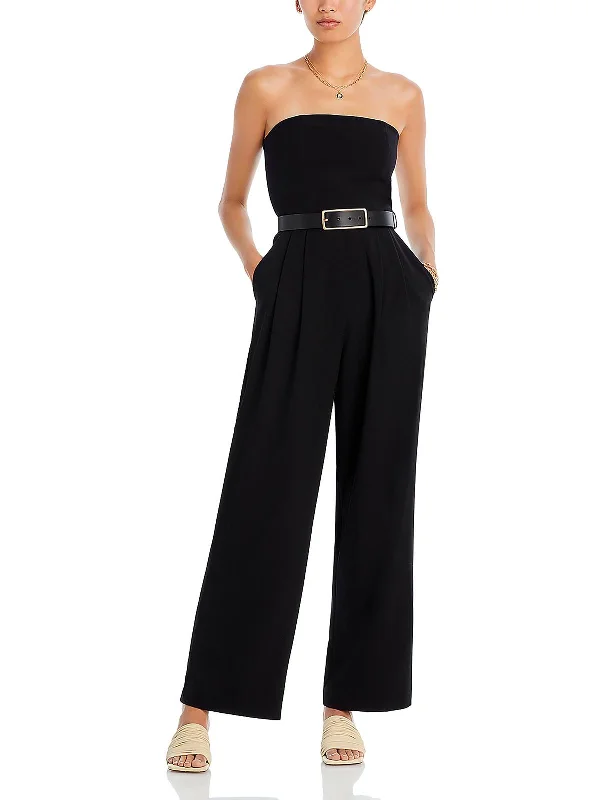 Parisian Effortless Chic Style Lexie Womens Strapless Wide Leg Jumpsuit