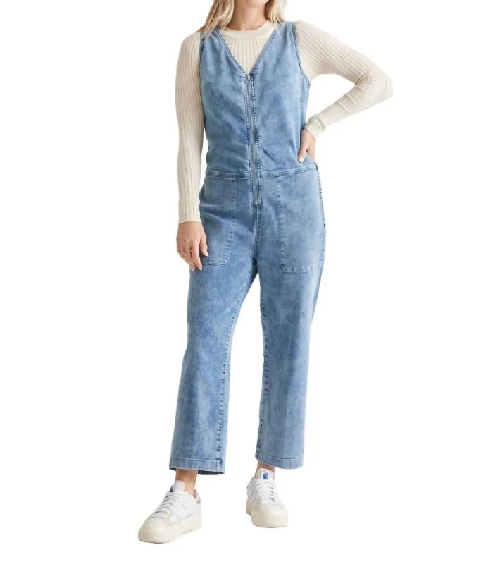 Holiday Attire Sale Performance Denim Jumpsuit In Light Stone