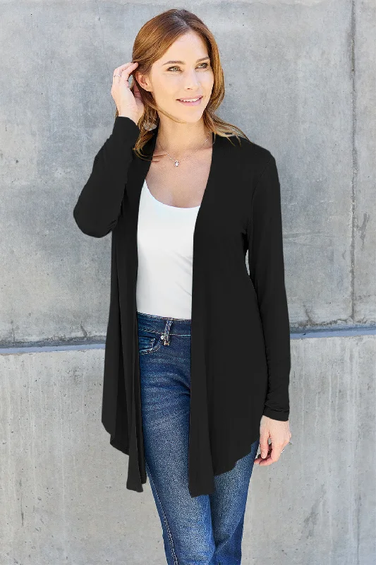 Elegant Contour Full Size Open Front Long Sleeve Cardigan