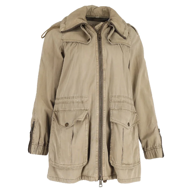 Wardrobe Update Burberry Brit Cargo Zipped Jacket in Brown Cotton