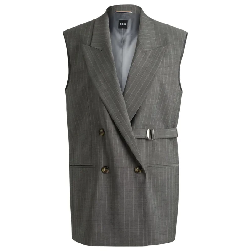 The Latest Fashion Trends Longline double-breasted waistcoat in striped wool