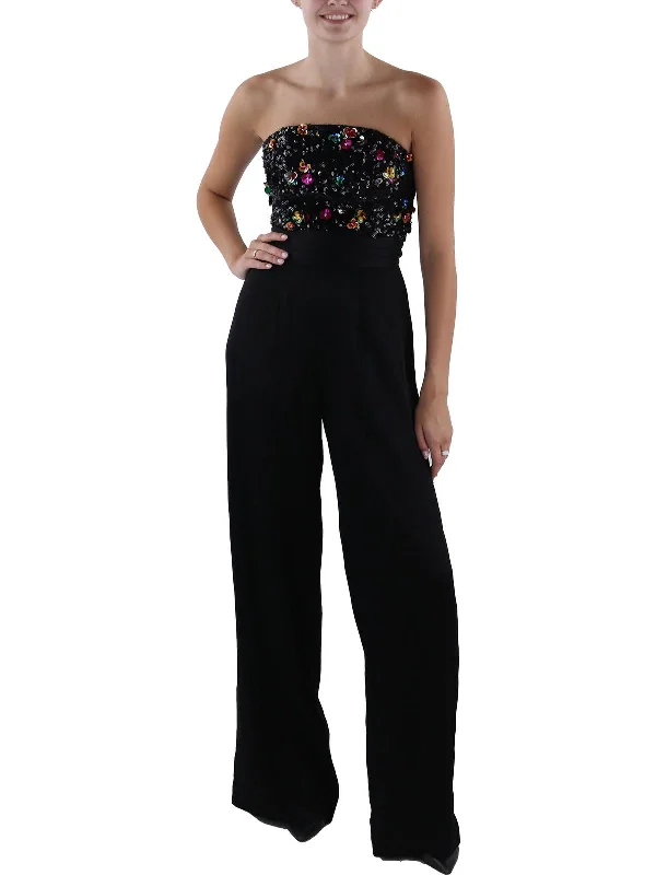 Premium Fashion Johanna Womens Sequined Strapless Jumpsuit