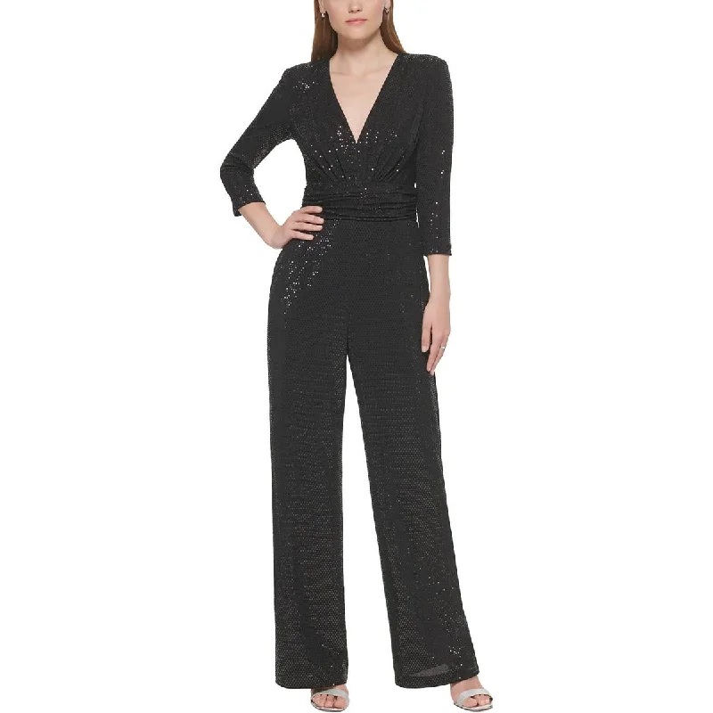 Limited Time Offers Womens Sequin V-Neck Jumpsuit