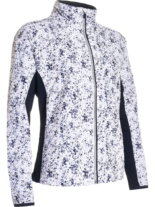 Score Big On Glamorous Red - Carpet Styles Ladies Formby Golf Wind Jacket In Mixed Navy