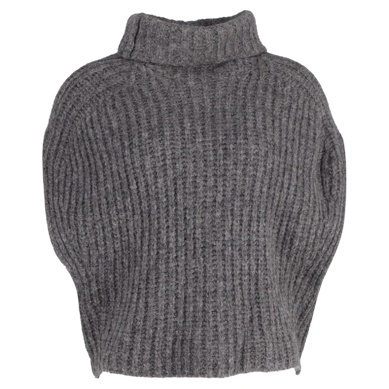 Stay Ahead In Style Isabel Marant Ivy Turtleneck Sleeveless Sweater in Grey Wool