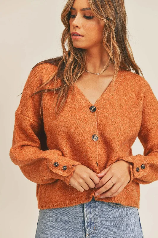 Feminine Soft - Hued Styles Long Sleeve Button Down Sweater Cardigan