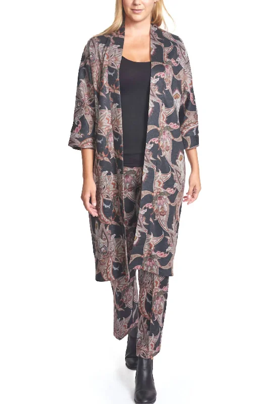 End of Season Sale Niva Knit Kimono In Black Multi