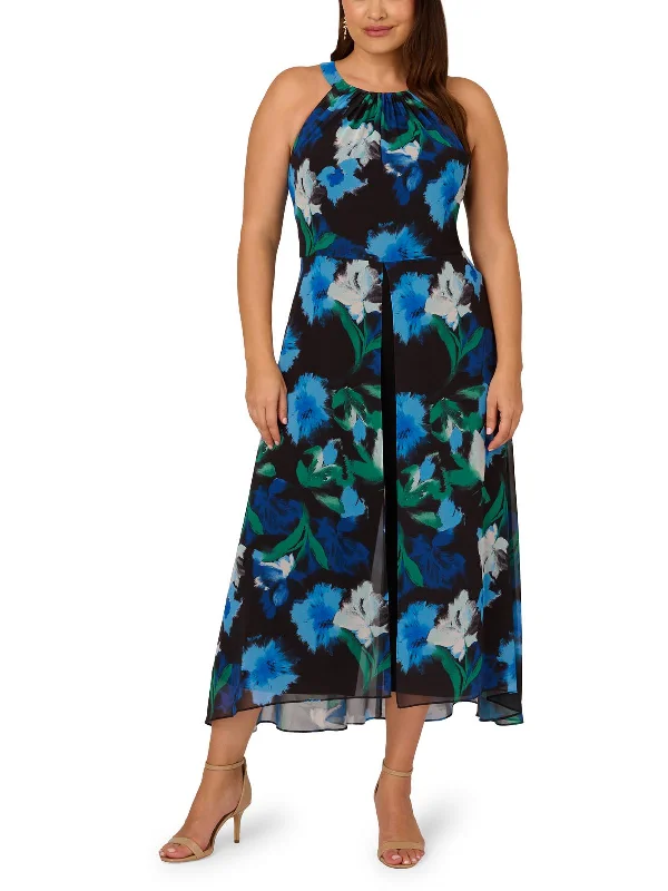 Vibrant Styles Plus Womens Floral Wide Leg Jumpsuit