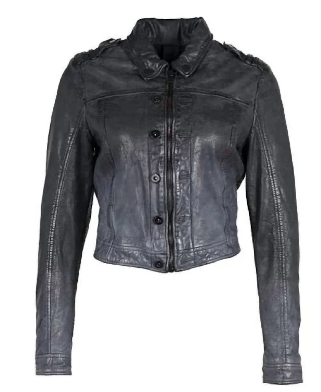 Rocker Chic Fashion Faira Leather Jacket In Black