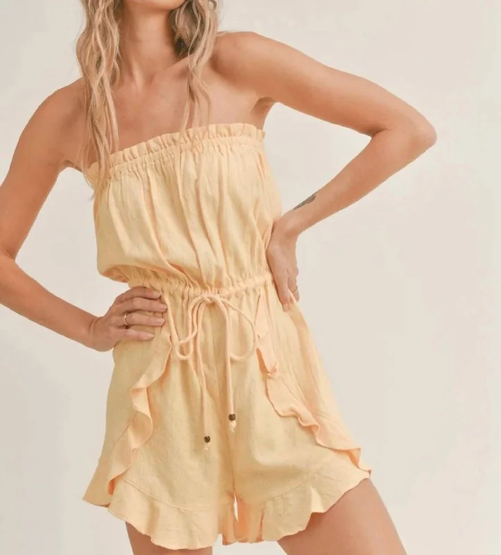 Wardrobe Refresh Miss Sunshine Linen Tube Romper In Melon