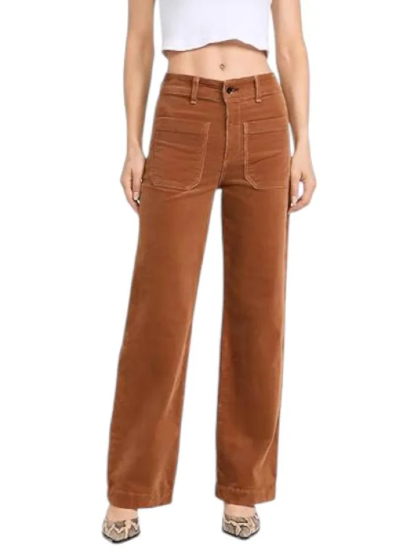 Trendy Urban Attire Sailor Cord Pants In Caramel