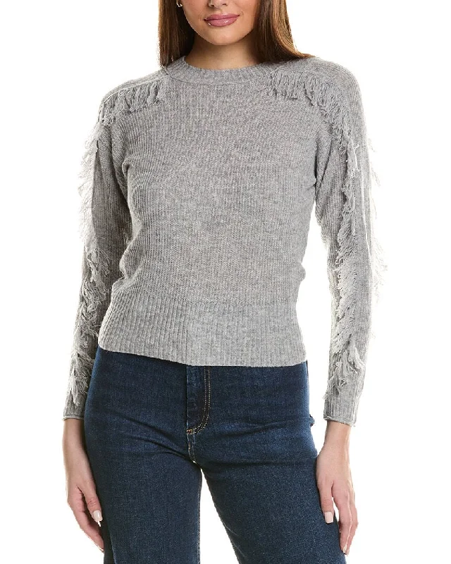 Fashion Forward Hannah Rose Fringe Sleeve Wool & Cashmere-Blend Sweater