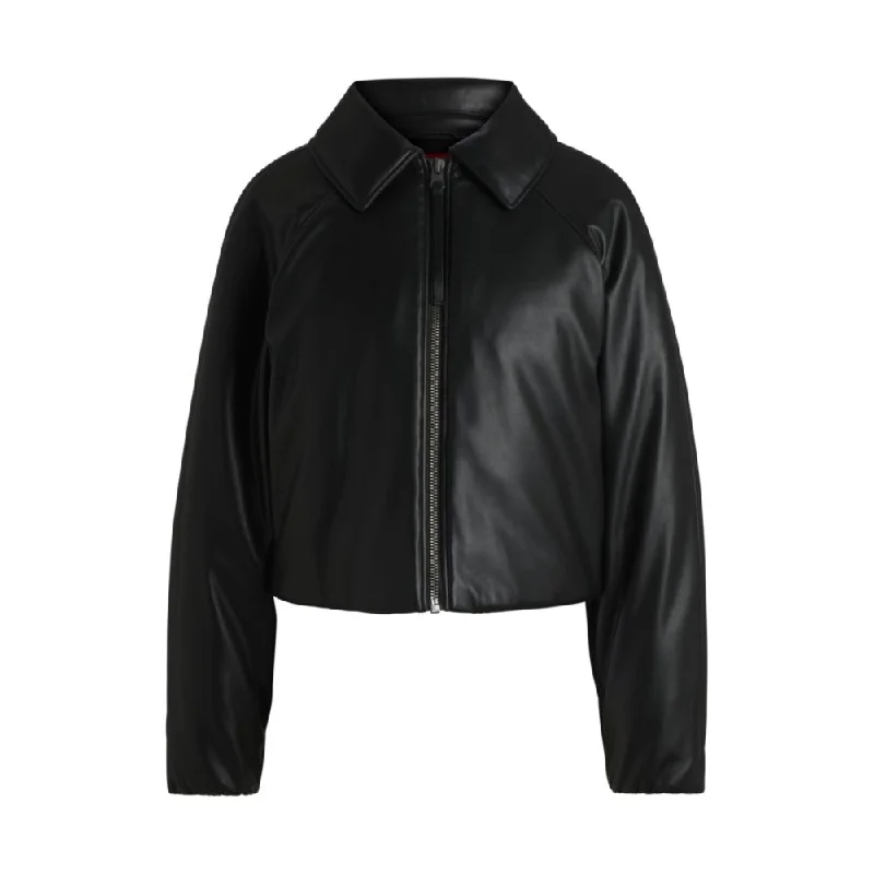 Elegant Styles Balloon-shape jacket in padded faux leather