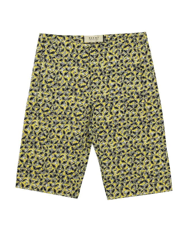 Chic And Comfortable Marni Printed City Shorts in Yellow Linen