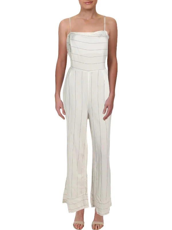 Trend Alert Womens Linen Striped Jumpsuit