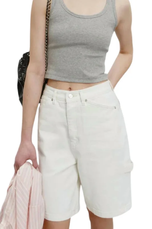 Relaxed Fashion Wide Carpenter Shorts In Off-White