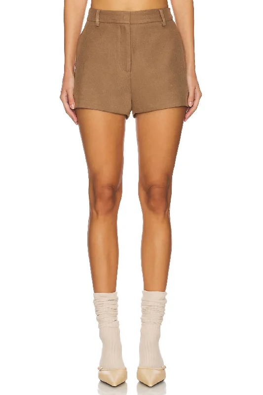 Fashion Forward Move Over Pleated High Waist Shorts In Walnut