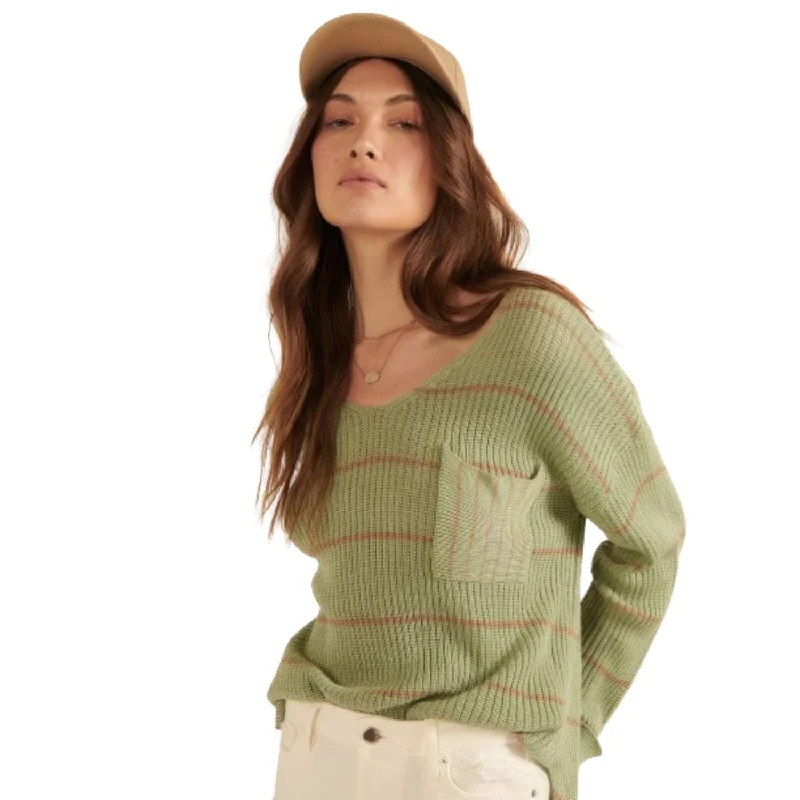 Y2K Nostalgic Fashion Look Striped Rib-knit Oversized Pocket Sweater