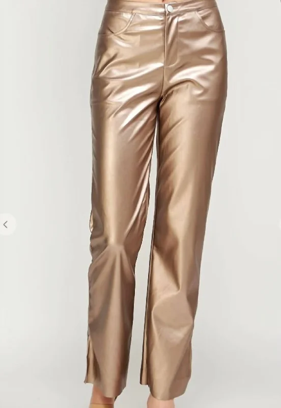 Flash Sale Starts Shimmer Faux Leather Pants In Champagne