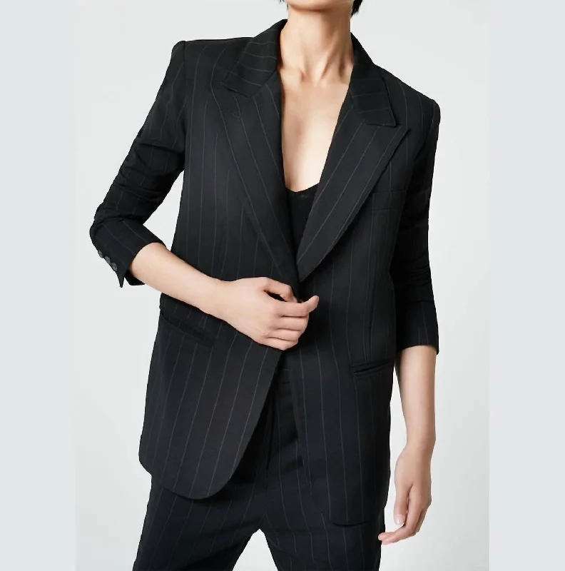 Fashionista Favorites 90's Blazer In Black Pinstripe