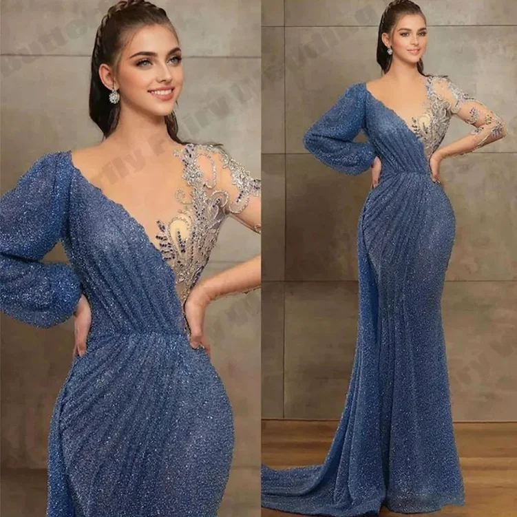 Father's Day Deals JuliaFashion - 2024 Sparkling Long Sleeves Waist Slimming Dress